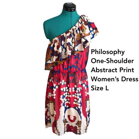 Philosophy Red Abstract Print One-Shoulder Dress NWT - Picture 1 of 8